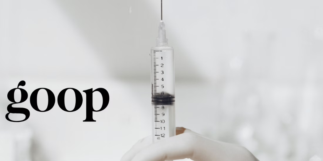 Peptide needle on Goop Magazine
